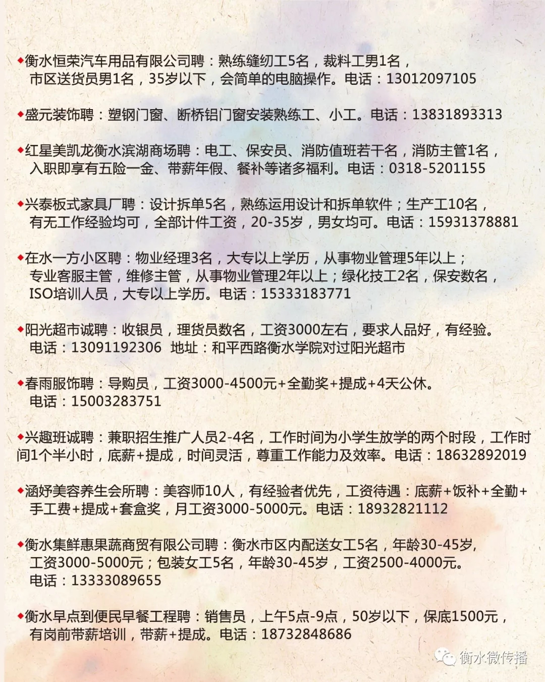 涼水社區(qū)最新招聘信息匯總